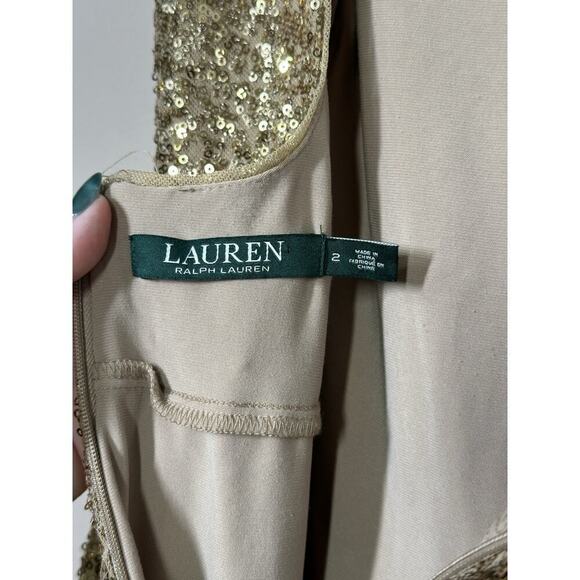 Women’s Lauren Ralph Lauren Sequin Open Back Knee Length Cocktail Dress Size 2 - Picture 4 of 8